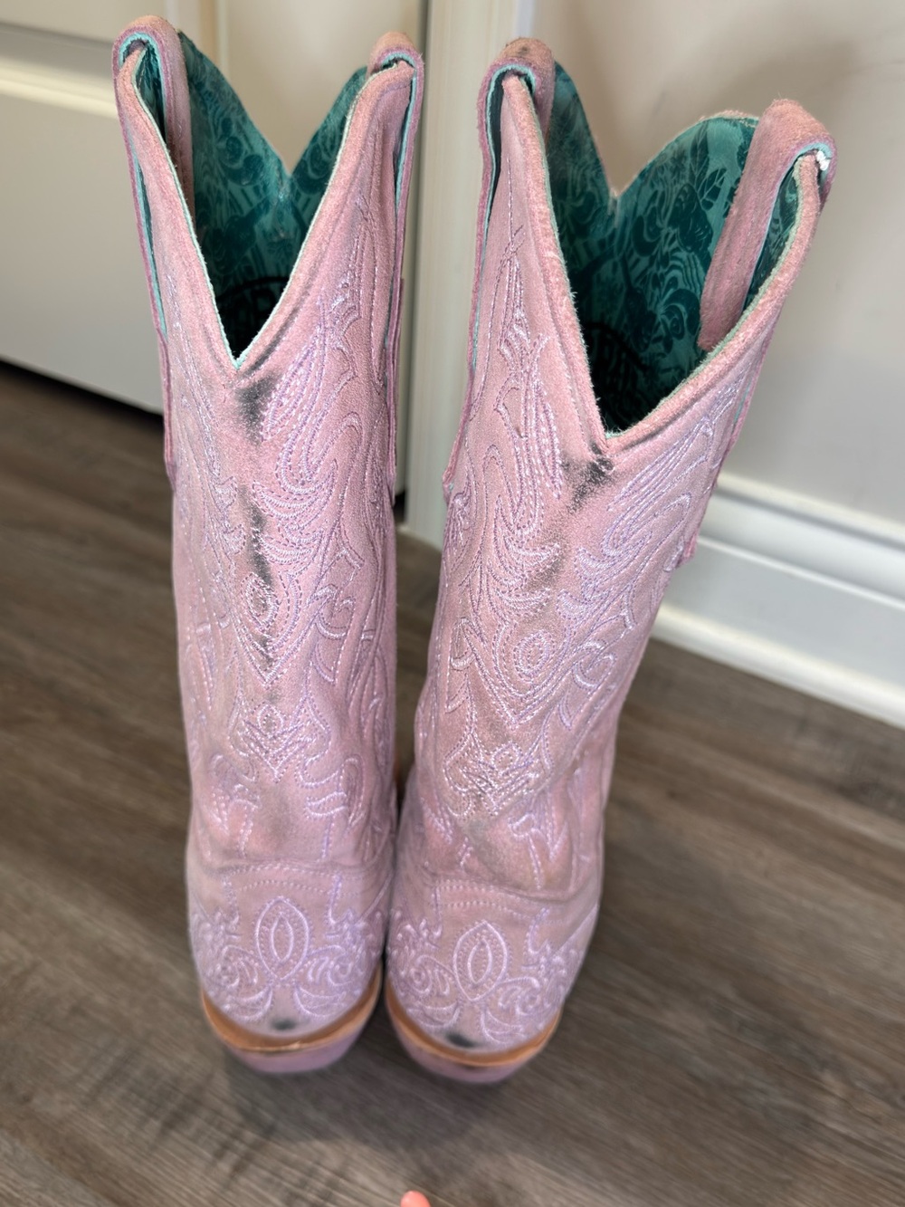 Corral Boots Embroidered Western Snip Toe Pink Purple Suede Cowboy Boots C4126 - Picture 6 of 11
